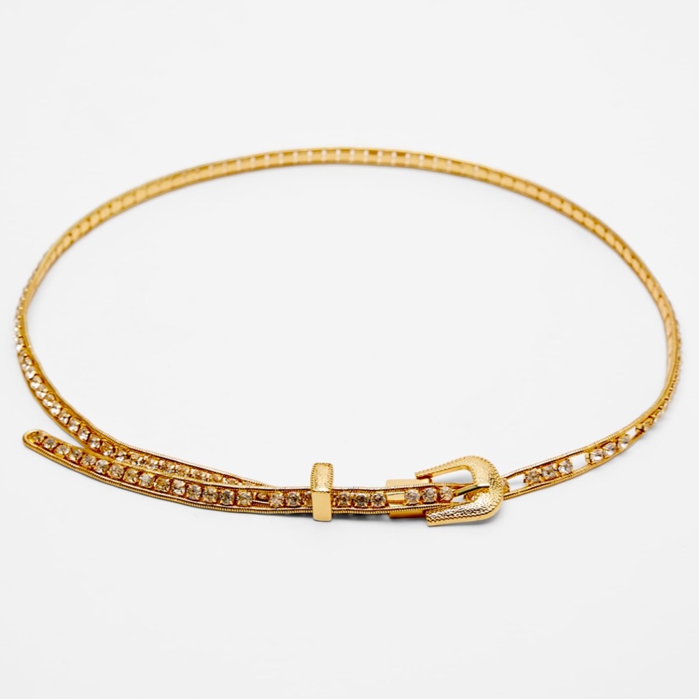 Zara crystals jewel blinged & gold belt - Picture 7 of 8